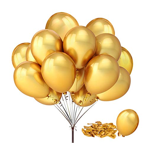 Fecedy 100pcs/pack 12″ Gold Shiny Balloons for Party Decoration 12 inches
