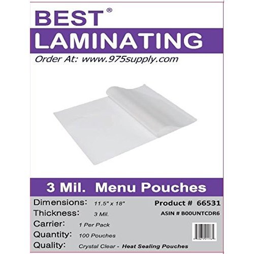 Best LaminatingÂ – 3 Mil Clear Menu Size Thermal Laminating Pouches – 12 X 18 – Qty 100, Model: 66531, Electronic Store