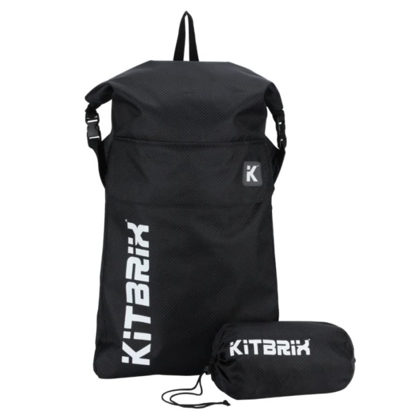 KitBrix POKIT Day Bag Backpack – Cycling/Hiking Daypack – Foldable Waterproof Rucksack 25L – Black – Organized Kit