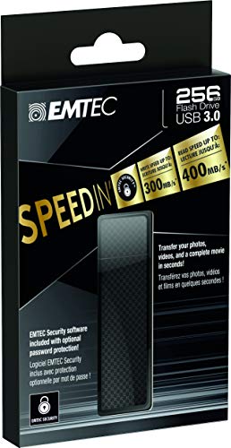 Emtec S600 SpeedIN 3.1 Flash Drive, 256GB , Black,ECMMD256GS600