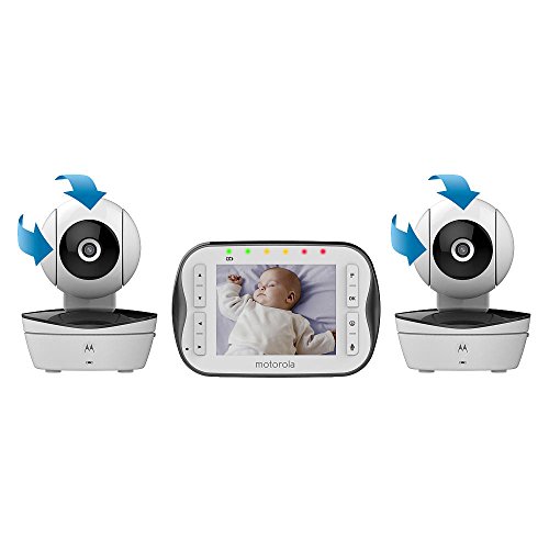 Motorola Digital Video Baby Monitor MBP41S with Video 2.8 Inch Color Screen, Infrared Night Vision, with Camera Pan, Tilt, and Zoom … (3.5″ Screen – Two Cameras)
