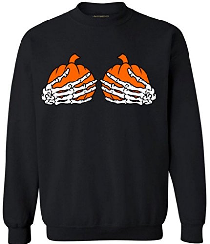 Awkwardstyles Pumpkin Skeleton Hands Boobs Sweater Halloween Sweatshirt XL Black