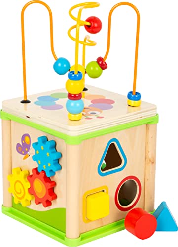 Wooden Activity Cube, Sweet Little Bugs by Small Foot – Classic 5-Sided Interactive Toy with Shape Sorter, Clock & Wheels – Develops Kids Imaginative Play, Coordination, Motor Skills – Age 12+ Months