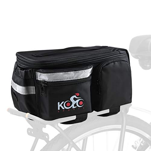 Bike Bags for Bicycles Rear Rack – Waterproof Bicycle Saddle Panniers with Extra Padded Foam Bottom and Side Reflectors – Convertible Bike Bag with Shoulder Strap, Zipper Pockets, and Bottle Case