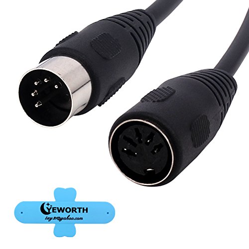 MIDI Cable, Yeworth Premium 5ft/1.5m 5 Pin DIN Male to Female Audio MIDI/at Adapter Extension Cable for Electrophonic Bang & Olufsen, Naim, Quad.Stereo Systems