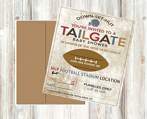Vintage Retro Tailgate Football Baby Shower Invitations Decor and Party Games (Tailgate Invitations)