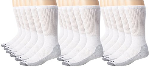 Dickies Men’s Dri-Tech Comfort Crew Socks – Big & Tall, White, 18 Pair