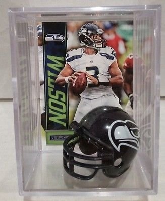 Russell Wilson Seattle Seahawks Mini Helmet Card Display Case Collectible Auto Shadowbox Autograph