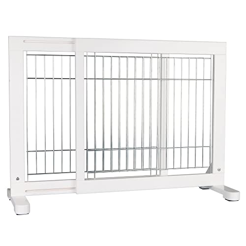 TRIXIE Freestanding Pet Gate, Wood and Wire, Lightweight, Adjustable Width, 24 in Height, White