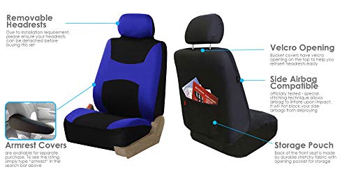 FH Group Light & Breezy Cloth Full Set Car Seat Covers (Blue/Black) Combo Set: Steering Wheel Cover, Seat Belt Pads and Black Vinyl Floor Mats – Universal Fit for Cars Trucks & SUVs | The Storepaperoomates Retail Market - Fast Affordable Shopping