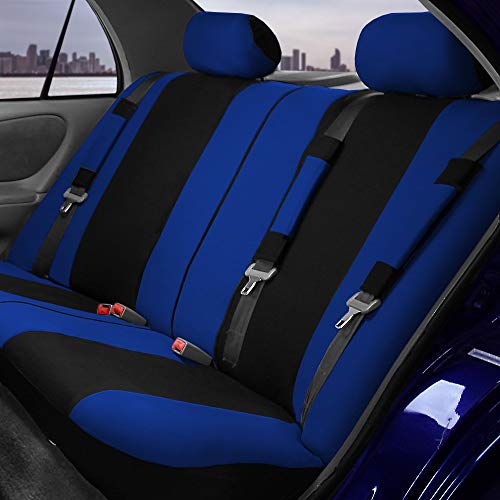 FH Group Light & Breezy Cloth Full Set Car Seat Covers (Blue/Black) Combo Set: Steering Wheel Cover, Seat Belt Pads and Black Vinyl Floor Mats – Universal Fit for Cars Trucks & SUVs | The Storepaperoomates Retail Market - Fast Affordable Shopping