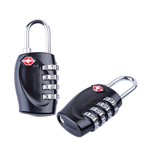 Intcrown Gym Lock 4 Digit Padlock TSA Approved Combination Lock for Luggage Suitcase Gym and Sports Lockers 2 Pack