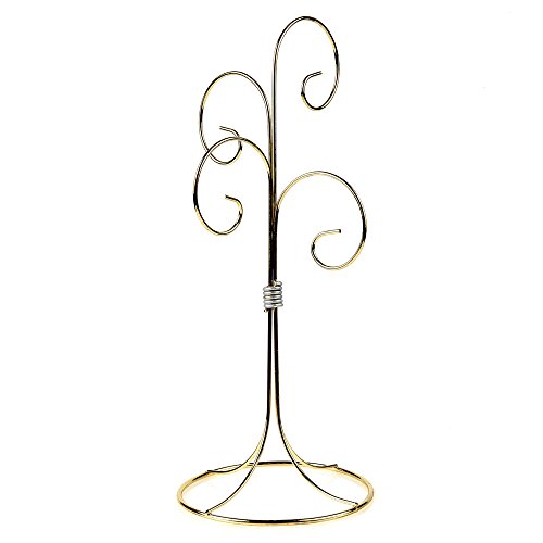 Home-X Decorative Ornament Display Stand. Four Arm Gold Finish