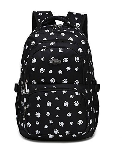 Dog-Paw Print School-Bag Backpack for Girls Middle School Elementary Bookbag Casual Daypack