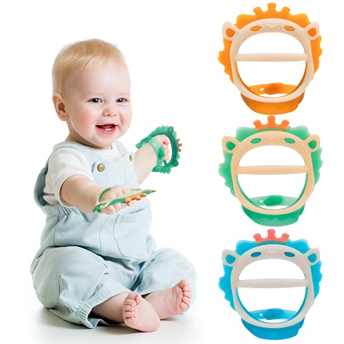 Towwi Baby Teething Toys for 0-6 and 6-12 Months Baby Teethers 3 Packs for Infants, BPA-Free, Eco-Friendly Non-Toxic Silicone, Adjustable Wristband Chew Natural teethers for Babies