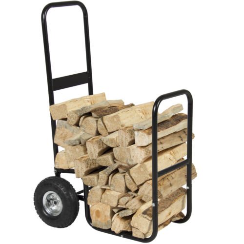 Firewood Cart Log Carrier Fireplace Wood Mover Hauler Rack Caddy Rolling Dolly