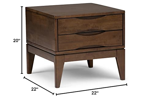 SIMPLIHOME Harper Solid Hardwood 22 inch wide Square Mid Century Modern End Side Table in Walnut Brown with Storage, 2 Drawers, for the Living Room and Bedroom | The Storepaperoomates Retail Market - Fast Affordable Shopping