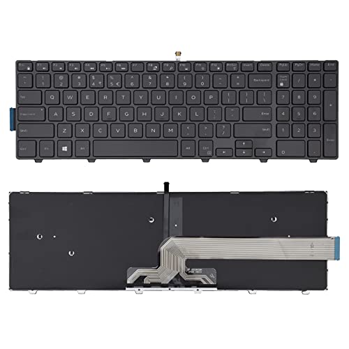 SUNMALL New Laptop Notebook Replacement Keyboard with Backlit Compatible with Dell Inspiron 15 3000 3541 3542 5547 Black US Layout
