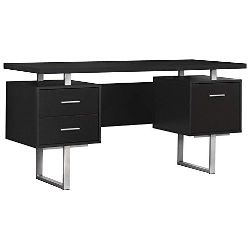 BOWERY HILL 60″ Wide Contemporary Modern Style Home Office Computer Desk with Filing Drawer in Cappucino