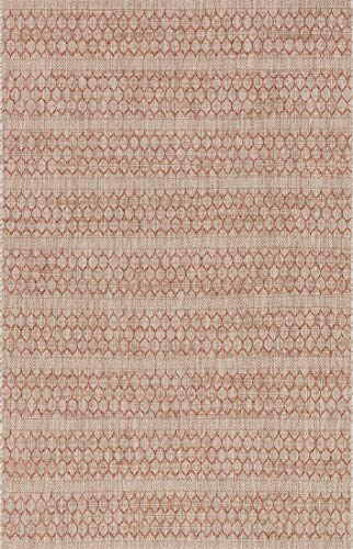 Loloi Isle Collection Indoor/Outdoor Area Rug, 1′-6″ x 1′-6″ Sample Swatch, TanRed