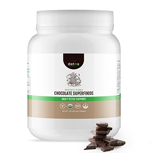 Detox Organics Chocolate Superfood Powder, Detox Cleanse for your Body, Bloating Relief, Immune Support Supplement Smoothie Detox Mix, Greens Blend Superfood, Low Carb, Vegan, Soy Free, Dairy Free | The Storepaperoomates Retail Market - Fast Affordable Shopping