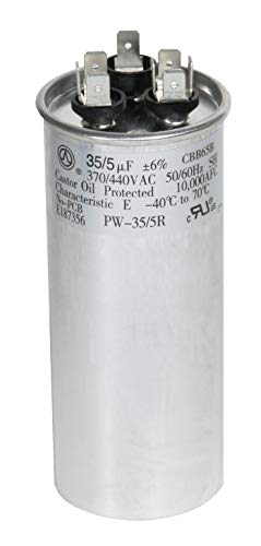 PowerWell 35 + 5 MFD uf 370 VAC or 440 Volt Dual Run Round Capacitor PW-35/5/R for Condenser Straight Cool or Heat Pump Air Conditioner 35/5 Micro Farad – Guaranteed to Last 5 Years