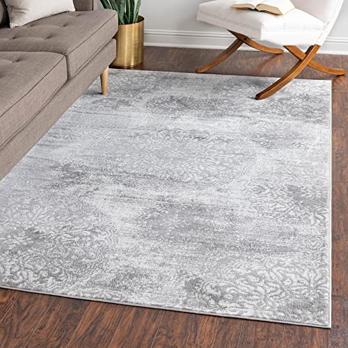 Unique Loom Sofia Collection Area Rug – Grand (9′ x 12′ Rectangle, Light Gray/ Ivory)