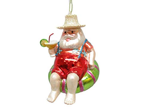 December Diamonds Blown Glass Ornament – Santa on Float