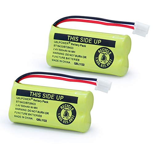 QBLPOWER 2.4V Rechargeable Battery Compatible with AT&T Vtech Phones BT18433 BT184342 BT28433 BT284342 BT-8300 BATT-6010 BT1011 BT1018 BT1022 BT1031 89-1326-00-00/89-1330-01-00/CPH-515D(Pack of 2)