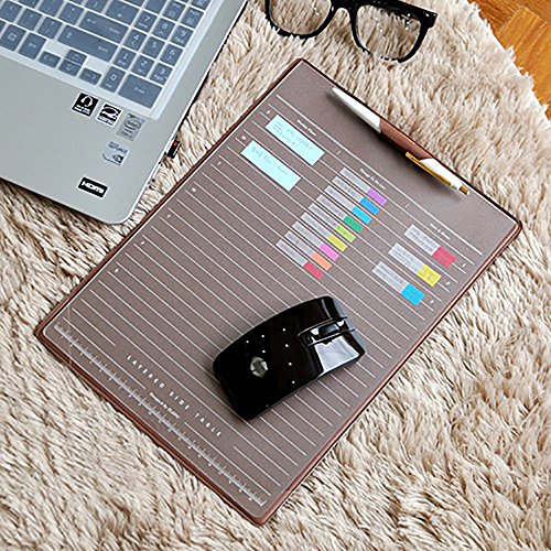 ELSKY Office Mouse Mat for Computer or Laptop,Gmaing Mouse Pads/Mouse&Desktop Protector/Keyboard Pad,Drawing & Writing Pad with Card Schedule Pockets,Cover with 2 Transparent Sheets for Memo (Coffee)