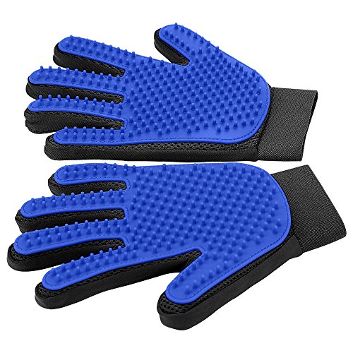Upgrade Pet Grooming Gloves Cat Brushes Gloves for Gentle Shedding – Efficient Pets Hair Remover Mittens – Dog Washing Gloves for Long and Short Hair Dogs & Cats & Horses – 1 Pair (Blue)