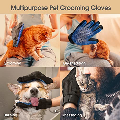 Upgrade Pet Grooming Gloves Cat Brushes Gloves for Gentle Shedding – Efficient Pets Hair Remover Mittens – Dog Washing Gloves for Long and Short Hair Dogs & Cats & Horses – 1 Pair (Blue) | The Storepaperoomates Retail Market - Fast Affordable Shopping