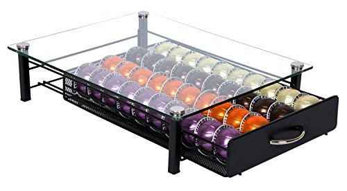 Insight Nespresso Vertuoline Coffee Pod Holder (Holds 40 Vertuo Coffee or Espresso Capsules)– Tempered Glass Drawer (Coffee pods NOT Included. Does NOT fit K-Cups)