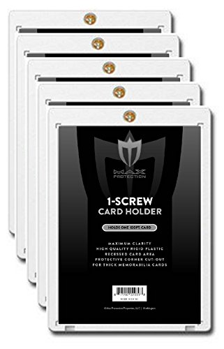 (5) Max Pro 1 Screw Card SUPER THICK Holder – 120 Pt. Jersey or Memorabilia Card Screwdown – Baseball, Football, Basketball, Hockey, Golf, Single Sports Cards Sportcards Card Collecting Supplies