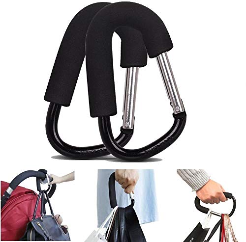 MINI-FACTORY (Pack of 2) Stroller Organizer Hooks, Multi-Purpose Large Hanger Hooks Clip for Shopping Bags, Purses
