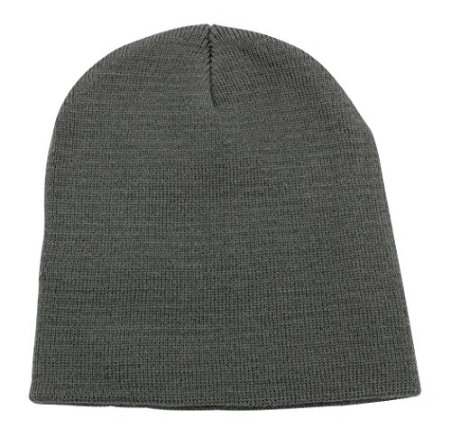 8.5″ Plain Beanie Skull Cap | Winter Unisex Knit Hat Toboggan For Men & Women | Timeless Clothing Accessories By Top Level, Dark Grey