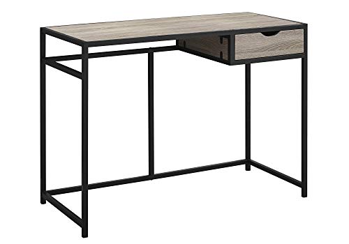 Monarch Specialties Contemporary Laptop Table with Drawer Home & Office Computer Desk-Metal Legs, 42″ L, Dark Taupe-Black