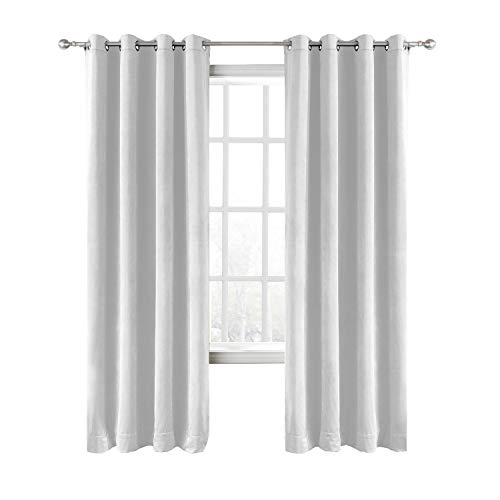 ChadMade Blackout Lined Premium Velvet Curtain Off White 72Wx102L Inch (1 Panel), Eyelet Grommet for Livingroom Bedroom Theater Studio, Leon Collection