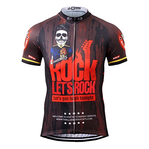 Thriller Rider Sports Mens Let’s Rock Outdoor Sports Mountain Bike Short Sleeve Cycling Jersey Medium