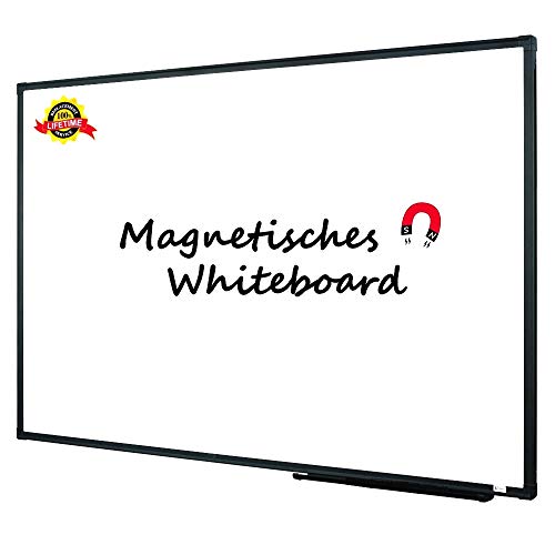 Lockways Magnetic Dry Erase White Board, 36″ x 24″ Whiteboard, Black Aluminium Framed Presentation Memo Board for School, Home, Office
