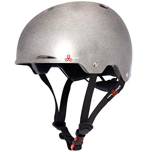 Triple Eight Darklight Reflective Gotham Dual Certified Skateboard and Bike Helmet for Night Riding, X-Small/Small