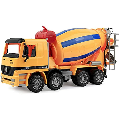Liberty Imports 14″ Oversized Cement Mixer Truck Friction Powered Big Construction Vehicle Toy for Kids Pretend Play