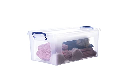 Superio Clear Storage Bins with Lid, 4 Gal. Stackable Plastic Deep Storage Latch Box with Snap Lock Closure (16 Quart)