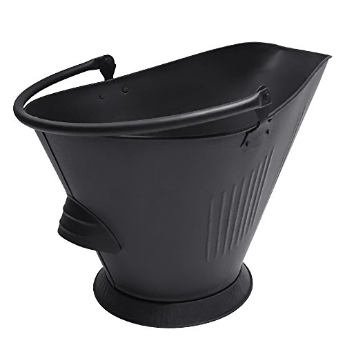 Amagabeli Bucket for Fireplace Assembled Pellet Stove Indoor and Outdoor Hot Ashes Carrier Container Black Fireside Fuel Can Sturdy Fire Place Burning Wood Holder Hearth Tools