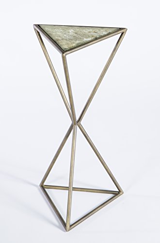 Knox and Harrison Triangle Occasional Accent Table in Antique Brass with Top in Adobe Dust