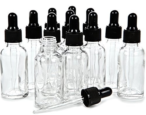 Vivaplex, 12, Clear, 1 oz Glass Bottles, with Glass Eye Droppers