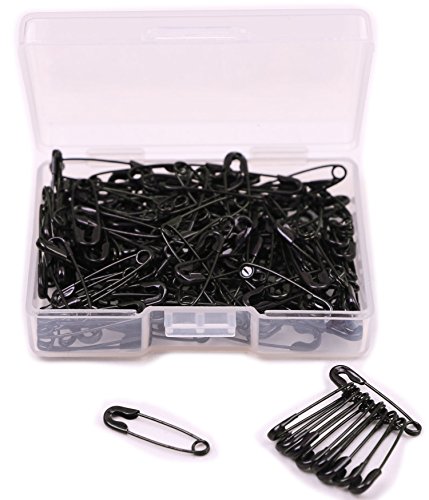 Shapenty Mini Metal Clothing Accessories Trimming Fastening Clip Button Tool Tiny Sewing Craft Safety Pins, 18x5mm, 160PCS (Black)