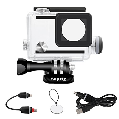 Suptig Housing Rechargeable Waterproof housing for GoPro Hero 4 Hero 3+ Hero 3 Outside Action Camera for Underwater Charge Use – Water Resistant up to 131ft (40m)