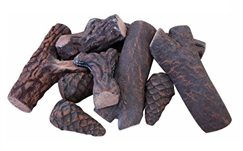 Small Gas Fireplace Logs 9 Piece Set of Ceramic Wood Logs. All Types of Indoor, Gas Inserts, Ventless & Vent Free, Electric, or Outdoor Fireplaces & Fire Pits. Realistic Clean Burning Accessories