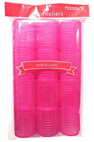 Jumbo Hair Rollers Curlers Multicolor Self Grip Cling Nylon Plastic Sticky Curling Tools Pro Salon Hairdressing Curlers Or DIY Curly Hairstyle Color Random(41mm 1-1/2 Large Size 12PCS